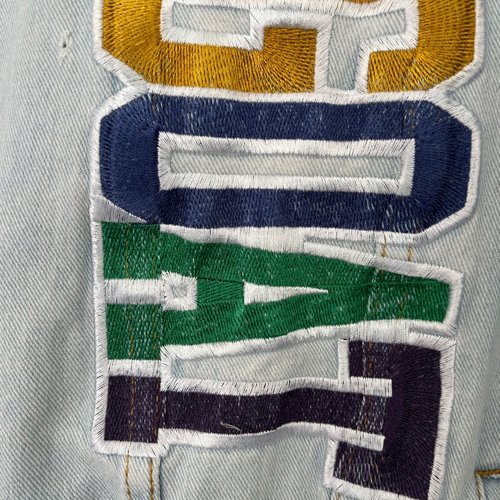 Y2K Rue21 Embroidered Denim Jacket Colorful Patches Sayings Jean Jacket Size XXL - Picture 3 of 14